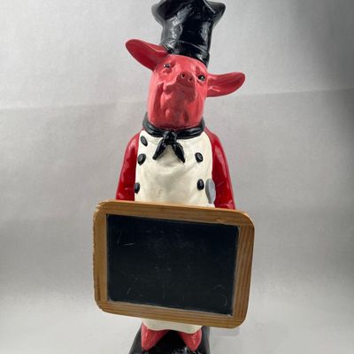 Sale Photo Thumbnail #518: Pig Chef Menu Chalkboard Figurine