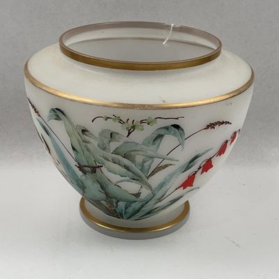 Sale Photo Thumbnail #234: Painted Satin Glass Botanical Vase