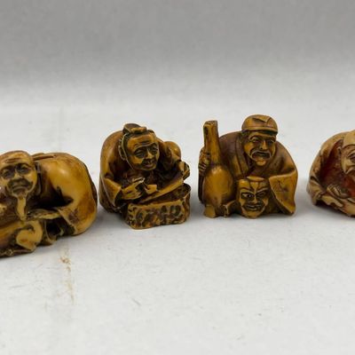 Sale Photo Thumbnail #196: 4 Carved Boxwood Netsuke