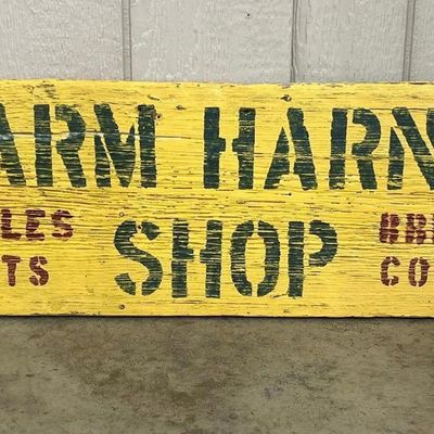 Sale Photo Thumbnail #285: Charm Harness Shop Painted Wood Sign
