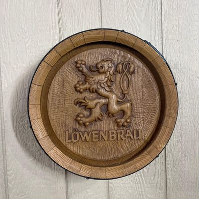 Sale Photo Thumbnail #347: Lowenbrau Faux Wood Barrel Sign