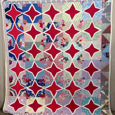 Sale Photo Thumbnail #309: Star & Scrap Patchwork Quilt