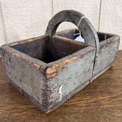 Sale Photo Thumbnail #202: Wooden Caddy with Blue Paint