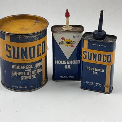 Sale Photo Thumbnail #284: Set 3 Sunoco Lubricant Cans