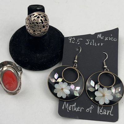 Sale Photo Thumbnail #434: 3 Rings & Mexican Pearl Earrings