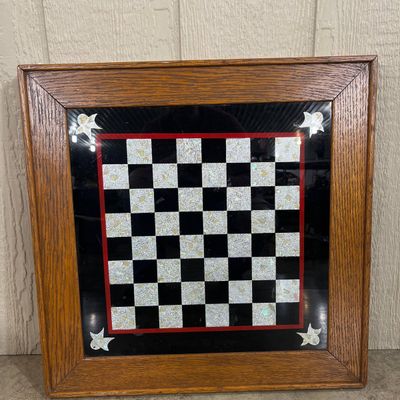 Sale Photo Thumbnail #31: Reverse Painted Glass and Foil Game Board