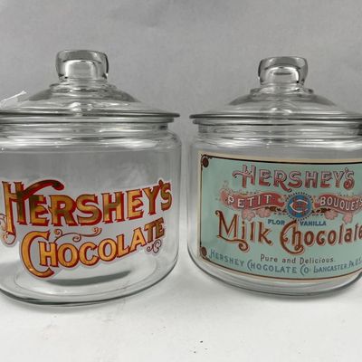 Sale Photo Thumbnail #509: Pair Hershey Glass Counter Display Jars