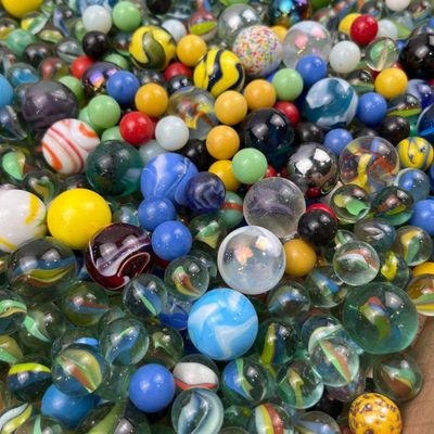 Sale Photo Thumbnail #130: Set Glass Marbles with Uranium Glass