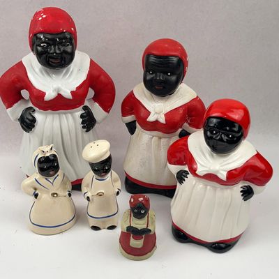 Sale Photo Thumbnail #278: Set 6 Black Americana Ceramic Shakers