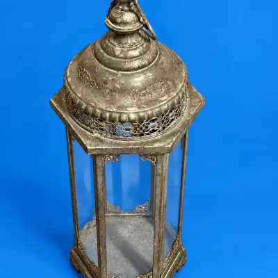 Vintage Style Metal and Glass Lantern