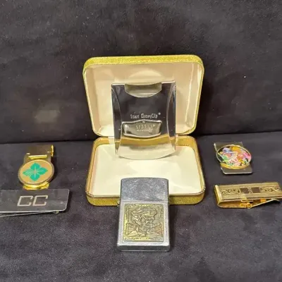 Vintage Men's Money Clips & Vintage Pirate Cigarette Lighter