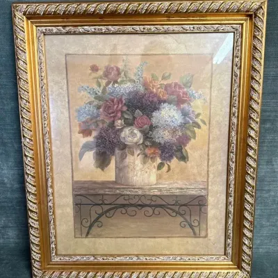 Gold Framed Still Life Floral Print 