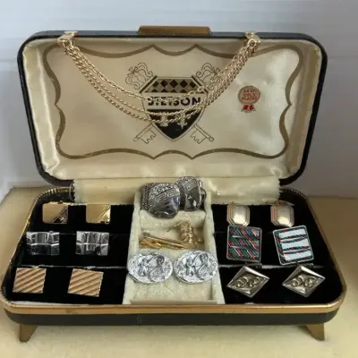 Vintage Cufflinks, Tie Clips & Stetson Jewelry Box