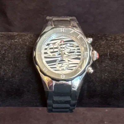 Michele Tahitian Zebra Chronograph Designer Watch