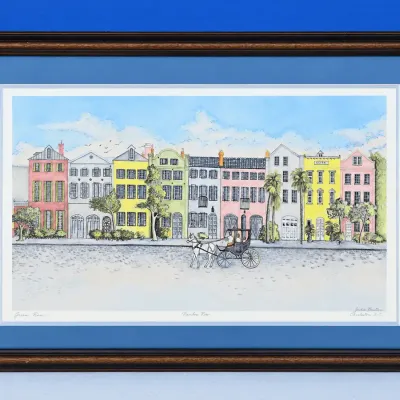 Rainbow Row Houses Signed and Dated Print