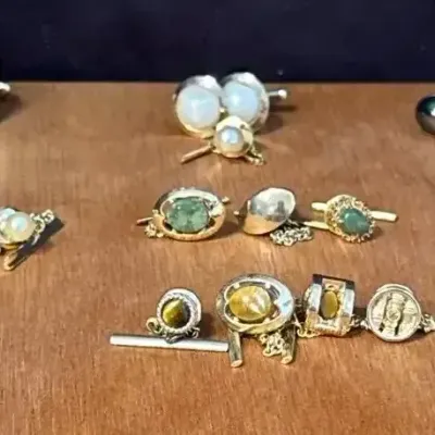Vintage Dress Cufflinks  & Tie Tacks - Pearl, Tiger's Eye , MOP & More