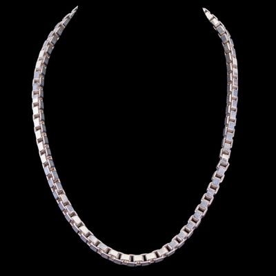 Sale Photo Thumbnail #519: Vintage Sterling Silver Italian Box Chain Necklace