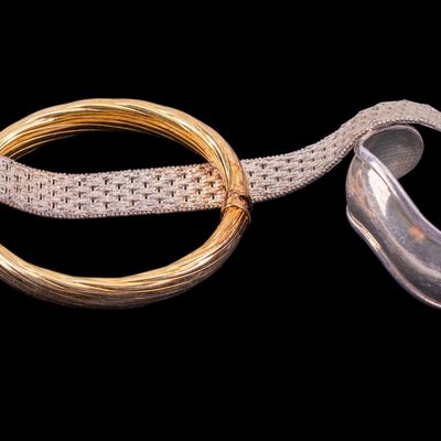 Sale Photo Thumbnail #575: 3 Sterling Silver Mexican and Italian Bracelets