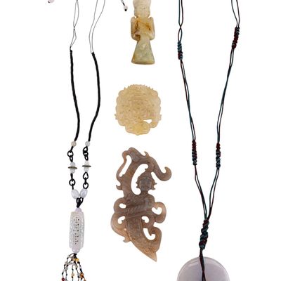 Sale Photo Thumbnail #562: Vintage Chinese Carved Jade Jewelry and More