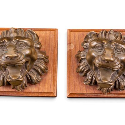 Sale Photo Thumbnail #263: Pair of Solid Bronze Lion Head Mounts