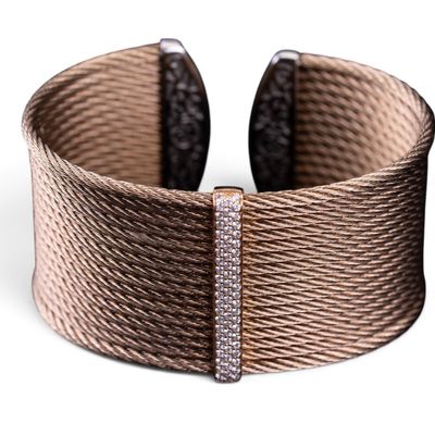 Sale Photo Thumbnail #588: 18k Gold & Stainless Steel Pave Diamond Cuff