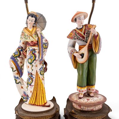 Sale Photo Thumbnail #279: Mid-20th-Century Chinoiserie Figural Table Lamps