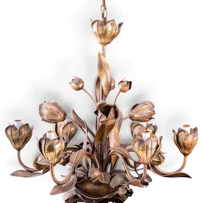 Sale Photo Thumbnail #311: Pressed Metal Decorator Flower Chandelier