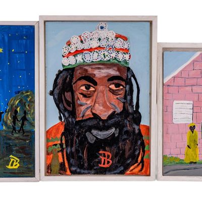 Sale Photo Thumbnail #124: 3 Errol Darling Jamaican Folk Art Paintings