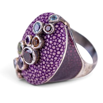 Sale Photo Thumbnail #416: Sterling Silver and Eel Skin Ring