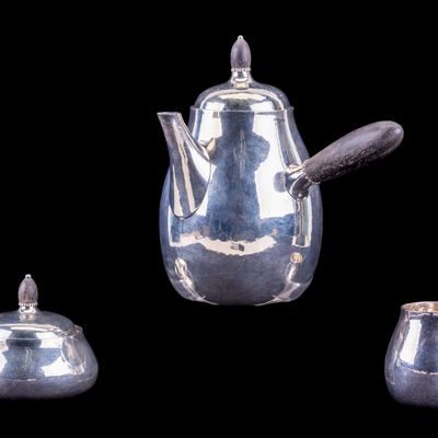 Sale Photo Thumbnail #510: Sterling Silver Georg Jensen 3-Piece Coffee Set