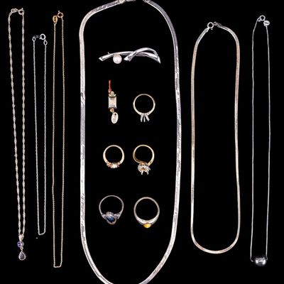 Sale Photo Thumbnail #555: Silver Rings, Settings, Chains w/ Les Bernard