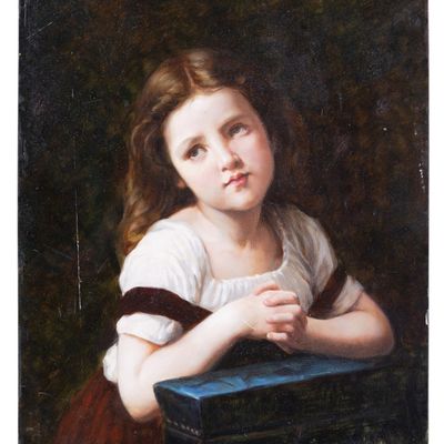 Sale Photo Thumbnail #273: Antique Portrait of Young Girl, Wood Panel