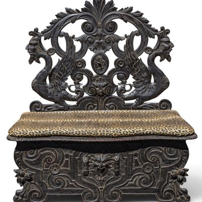 Sale Photo Thumbnail #24: Ornately Carved Renaissance Revival Hall Bench