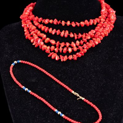 Sale Photo Thumbnail #456: Monet Beaded Necklace & Coral Multi Strand W/Clasp