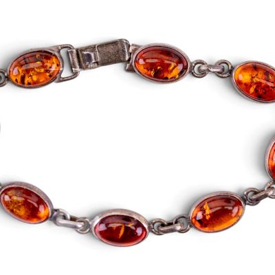 Sale Photo Thumbnail #449: Vintage Sterling Amber Bracelet
