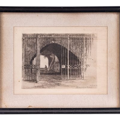 Sale Photo Thumbnail #65: Antique 1833 Etching Westminster Abbey by CA Platt