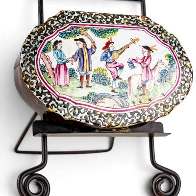 Sale Photo Thumbnail #148: Antique Enameled Lidded Box in Stand
