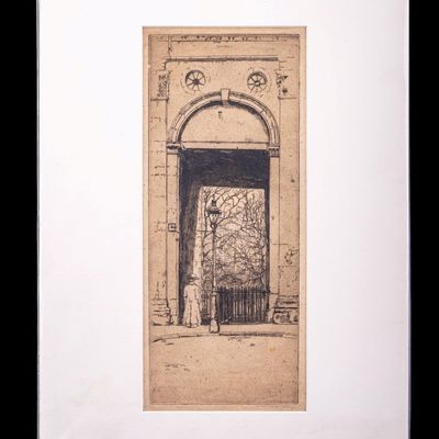 Sale Photo Thumbnail #67: Antique Original Street Architecture Etching 1850