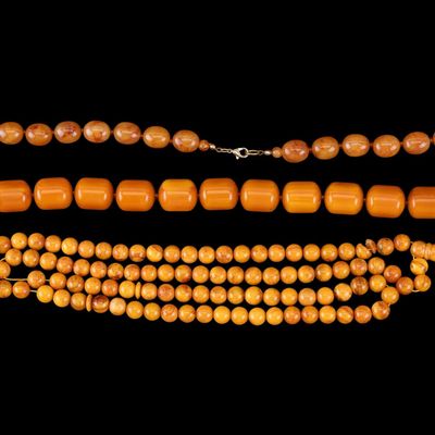 Sale Photo Thumbnail #582: Bakelite Amber Style Necklaces / Prayer Beads