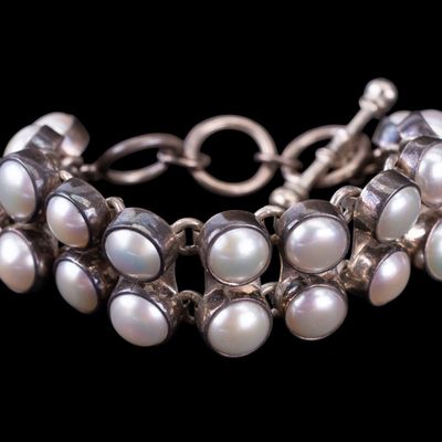 Sale Photo Thumbnail #537: .950 Silver & Pearl Bracelet by Charles Albert