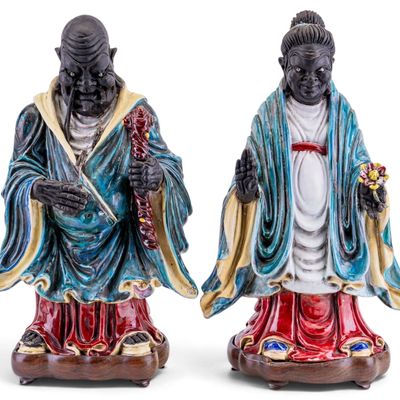 Sale Photo Thumbnail #251: Vintage Chinese Ceramic Figures of Shoulao & Magu