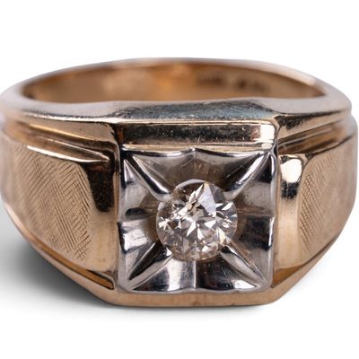 Sale Photo Thumbnail #623: Vintage14K Art Deco Style Men's Diamond Ring