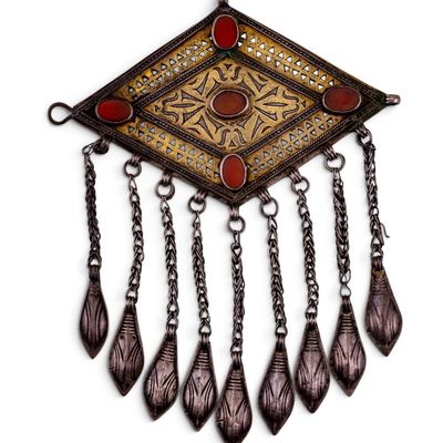 Sale Photo Thumbnail #576: Silver Turkmen Carnelian Head Necklace Piece