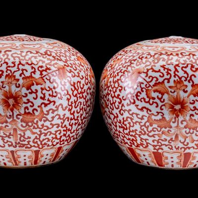 Sale Photo Thumbnail #210: Antique Chinese Pair of Iron-Red Ginger Jars