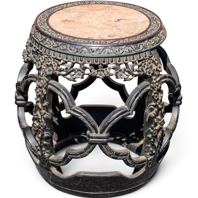 Sale Photo Thumbnail #14: Vintage Chinese Carved Barrel Stool