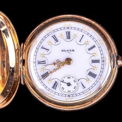 Sale Photo Thumbnail #480: 14K Gold Antique Ladies Elgin Pocket Watch