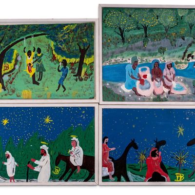 Sale Photo Thumbnail #125: Four Errol Darling Jamaican Folk Art Paintings
