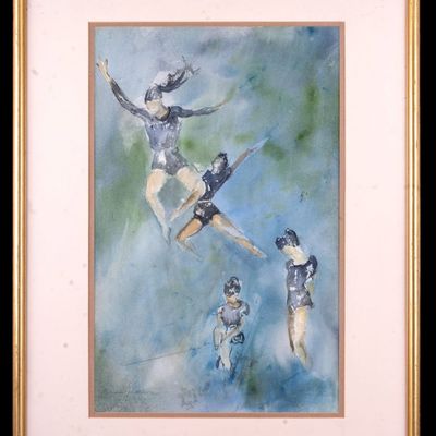 Sale Photo Thumbnail #87: Signed Miriam Jameson Watercolor of Dancers