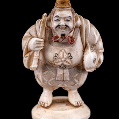 Sale Photo Thumbnail #241: Japanese Carved Natural Material Figural Okimono