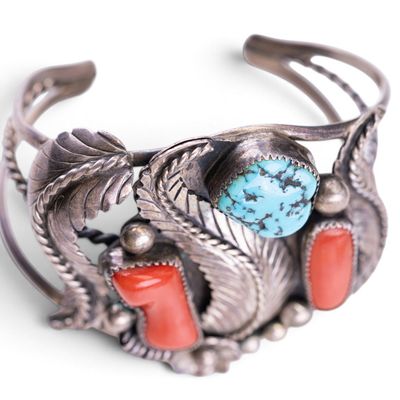 Sale Photo Thumbnail #593: Sterling Silver Native American Cuff Bracelet